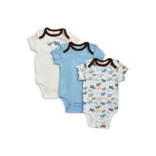 Little Me Baby-Boys Newborn Cute Puppies 3 Pack Bodysuit (Blue/White Puppies, Newborn)