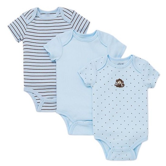  Baby-Boys Newborn Monkey Star 3 Pack Bodysuit (Blue, New Born)