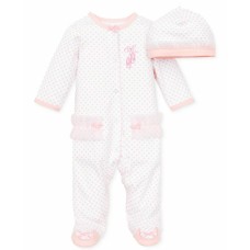 Little Me Baby Girls Coverall with Matching Hat