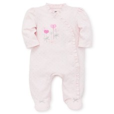Little Me Baby Girls Ruffled Hearts Cotton Footed Coverall