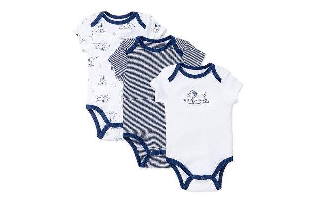  Baby Puppy Toile 3 Pack Bodysuit (White/Multi Puppy, New Born)