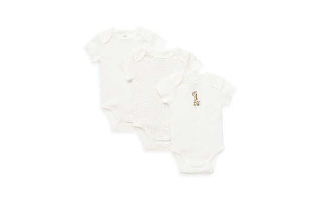  Unisex-Baby Newborn Giraffe 3 Pack Bodysuit (Ivory/Multi Giraffe, 3 Months)