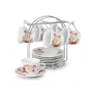 Lorren Home Trends 80-1234 Cups and Saucers Set of 6