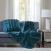  Hand-ruched 25 Square Faux-fur Decorative Pillow, Blue, 25X25