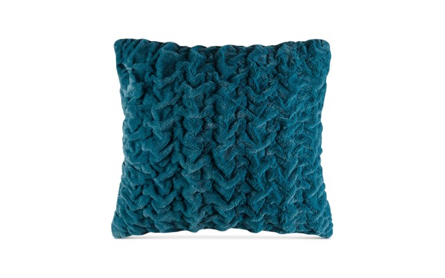  Hand-ruched 25 Square Faux-fur Decorative Pillow, Blue, 25X25