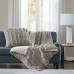  Hand-ruched 25 Square Faux-fur Decorative Pillow, Gray, 25X25