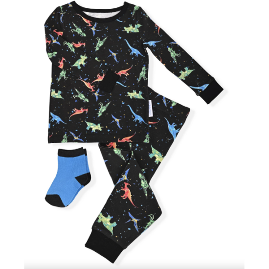 Max & Olivia Baby and Toddler Boys 2-Piece Pajama Set with Socks (3T, Black)