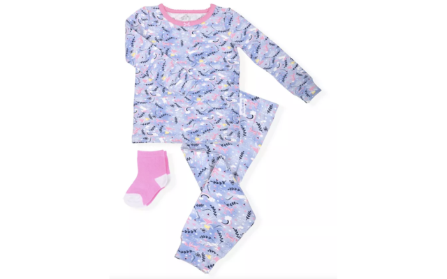 Max & Olivia Baby and Toddler Girls 2-Piece Pajama Set with Socks (Navy, 2T)