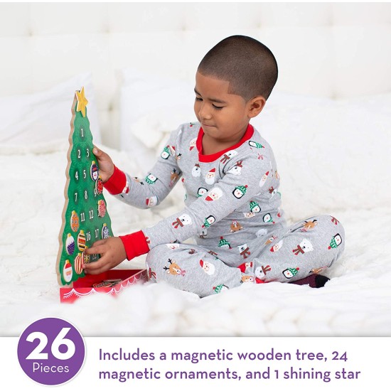 Melissa & Doug Countdown to Christmas Wooden Advent Calendar (Magnetic Tree, 25 Magnets)