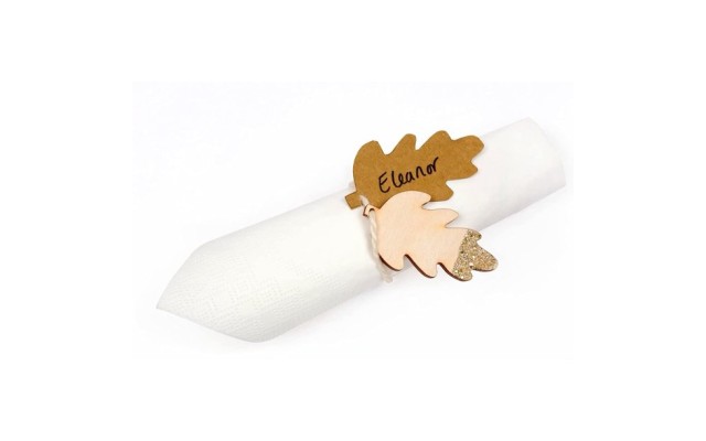  Glittered Leaf Place Napkin Ties