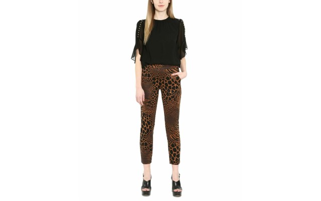   Women's Animal-Print Pull-On Pants, Brown, X-Large