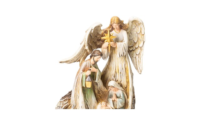 Woodcut Guardian Angel with Holy Family