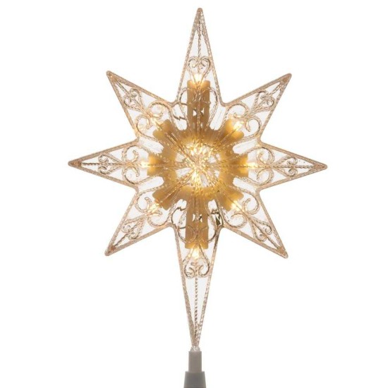  11 Inch Bethlehem Star Tree Topper with 10 Warm (White )