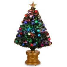 National Tree 36″ Fiber Optic Fireworks Tree with Ball Ornaments