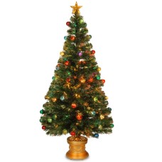 National Tree 60″ Fiber Optic Fireworks Tree with Ball Ornaments