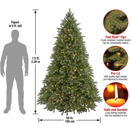  7.5′ “Feel Real” Jersey Fraser Fir Hinged Tree with 1250 Clear Lights