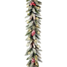 National Tree 9 Foot by 10 Inch Dunhill Fir Garland with Red Berries, Snow and Cones
