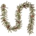  9 Foot by 10 Inch Dunhill Fir Garland with Red Berries, Snow and Cones