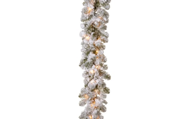  9 ft Snowy Camden Garland with Clear Lights