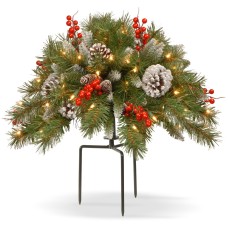 National Tree Company 18″ Frosted Urn Filler with Cones