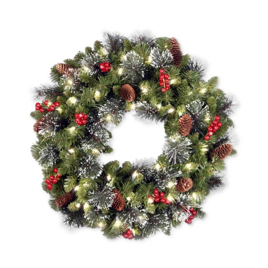  Company 24″ Dunhill Fir Wreath With 50 Clear Lights, Battery