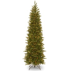 National Tree Company National Tree 7 .5′ Feel Real Grande Fir Pencil Slim Hinged Tree with 350 Clear Lights