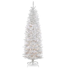 National Tree Company National Tree 7 .5′ Kingswood White Fir Pencil Tree with 350 Clear Lights