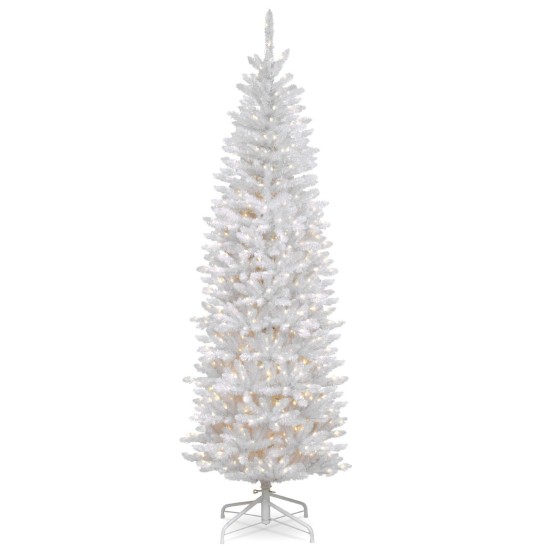  National Tree 7 .5′ Kingswood White Fir Pencil Tree with 350 Clear Lights
