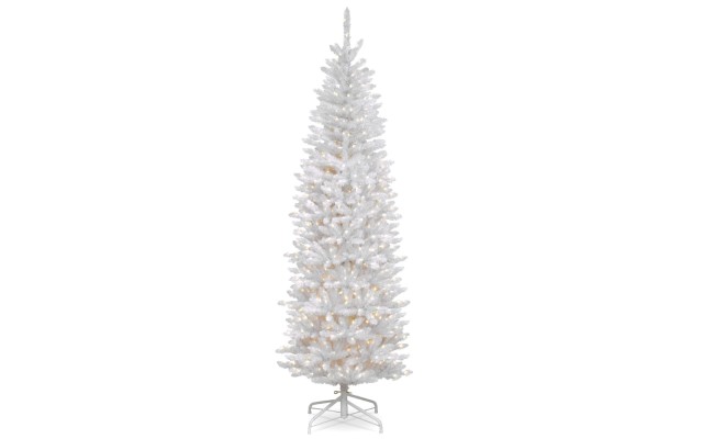  National Tree 7 .5′ Kingswood White Fir Pencil Tree with 350 Clear Lights