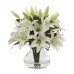  1434 Lily Silk Arrangement with Glass Vase