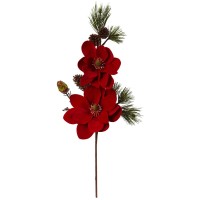 Nearly Natural 36″ Magnolia & Pine Artificial Flower, Set of 2