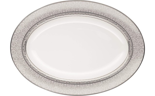  Odessa Oval Platter, 14-Inch, Platinum