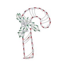 Northlight 18″ Lighted Candy Cane with Holly Christmas Window Silhouette Decoration