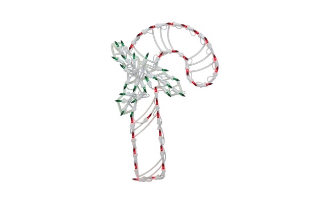  18″ Lighted Candy Cane with Holly Christmas Window Silhouette Decoration