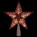  8.5″ Red Glitter Star Cut-Out Design Christmas Tree Topper – Clear Lights