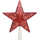  8.5″ Red Glitter Star Cut-Out Design Christmas Tree Topper – Clear Lights