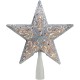  8.5″ Silver Glitter Star Cut-Out Design Christmas Tree Topper – Clear Lights
