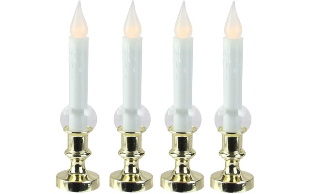  Set of 4 LED Flickering Window Christmas Candle Lamp with Timer 8.5″