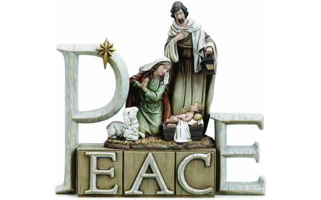 Peace Holy Family Nativity 9 x 8 Inch Resin Tabletop Nativity Scene ...