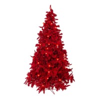 Perfect Holiday 6.5′ Pre-lit Red Christmas Tree with Led Lights