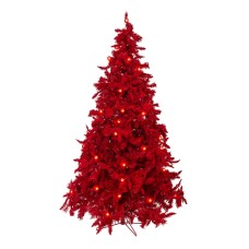 Perfect Holiday 6.5′ Pre-lit Red Christmas Tree with Led Lights