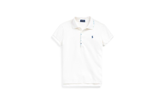  Big Girls Floral Flag Stretch Mesh Polo Shirt