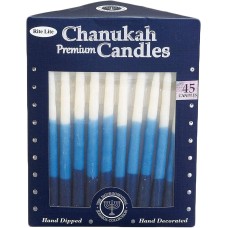 Rite Lite Premium Chanukah Candles- Pack of 45 Hanukkah (Blue/White Tri-Color)