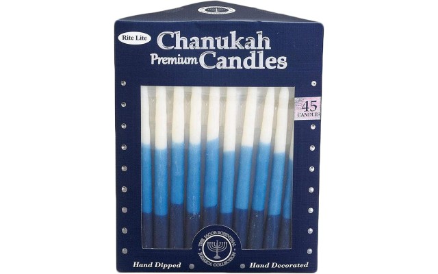  Premium Chanukah Candles- Pack of 45 Hanukkah (Blue/White Tri-Color)