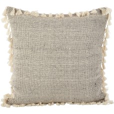 Saro Lifestyle Moroccan Tasseled Fringe Decorative Pillow (20″ x 20″, Ivory)