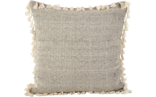  Moroccan Tasseled Fringe Decorative Pillow (20″ x 20″, Ivory)