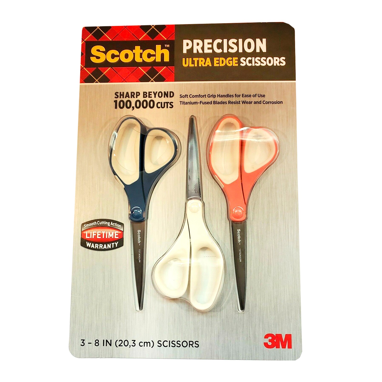 Scotch Precision Ultra Edge 8-Inch Scissors, 3 pack