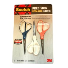 Scotch Precision Ultra Edge 8-Inch Scissors, 3 pack