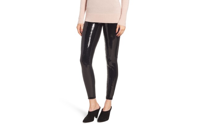  Women’s Sequined Faux-Leather Leggings XS