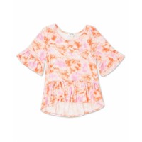Speechless Big Girls Tie Dye Baby Doll Top (Large, Pink)